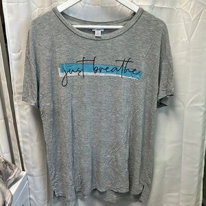 Ambrielle Gray and Blue 'Just Breathe' Tee